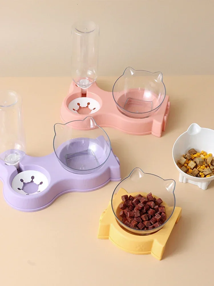 Pet dog and cat food bowl automatic feeder all-in-one dog and cat food bowl and drinking fountain drinking bowl