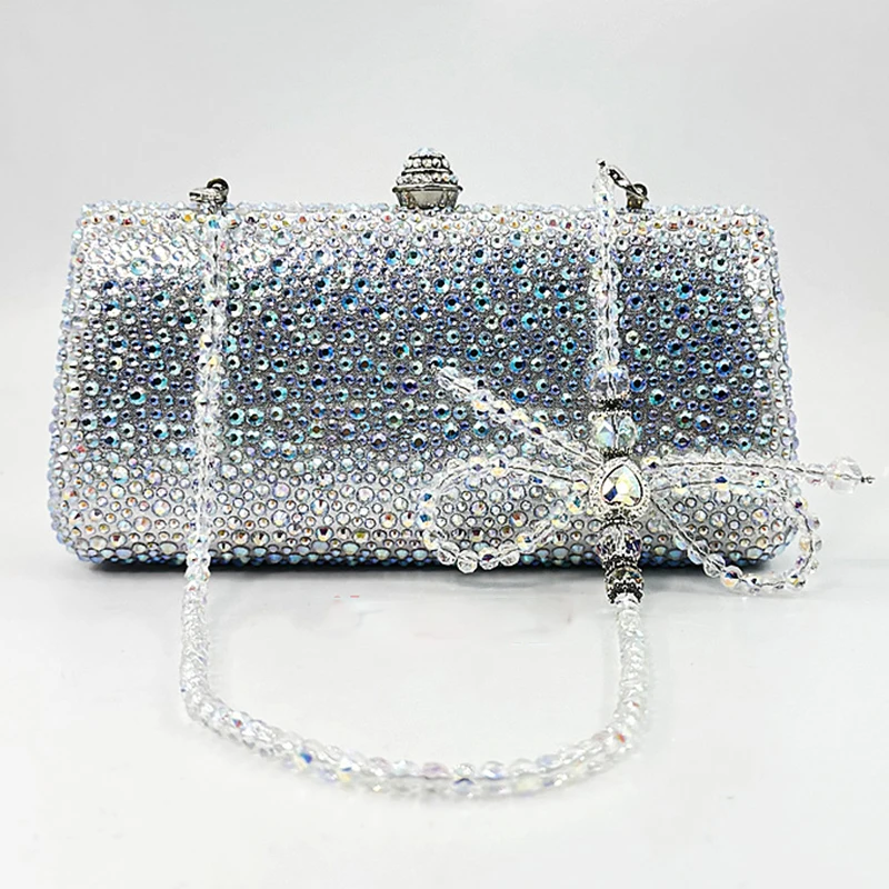

Серебряные вечерние сумки с кристаллами, клатчи, свадебные кошельки с бриллиантами WHTUOHENG, золотые металлические женские клатчи со стразами, женские сумки в коробке