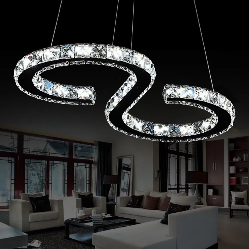 

Modern LED Strip Round 30cm In Diameters Droplight K9 Crystal Ring Lustres Pendant Light Fixture For Aisle PorcHallway