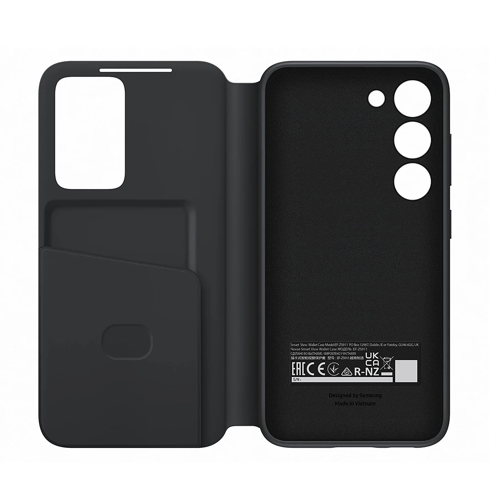 Oryginalne etui typu portfel Samsung Galaxy S23+ S-View, model S23Plus, z funkcją Smart View, z miejscem na karty i okienkiem do oglądania zawartości, numer modelu EF-ZS916. — zdjęcie produktu 4