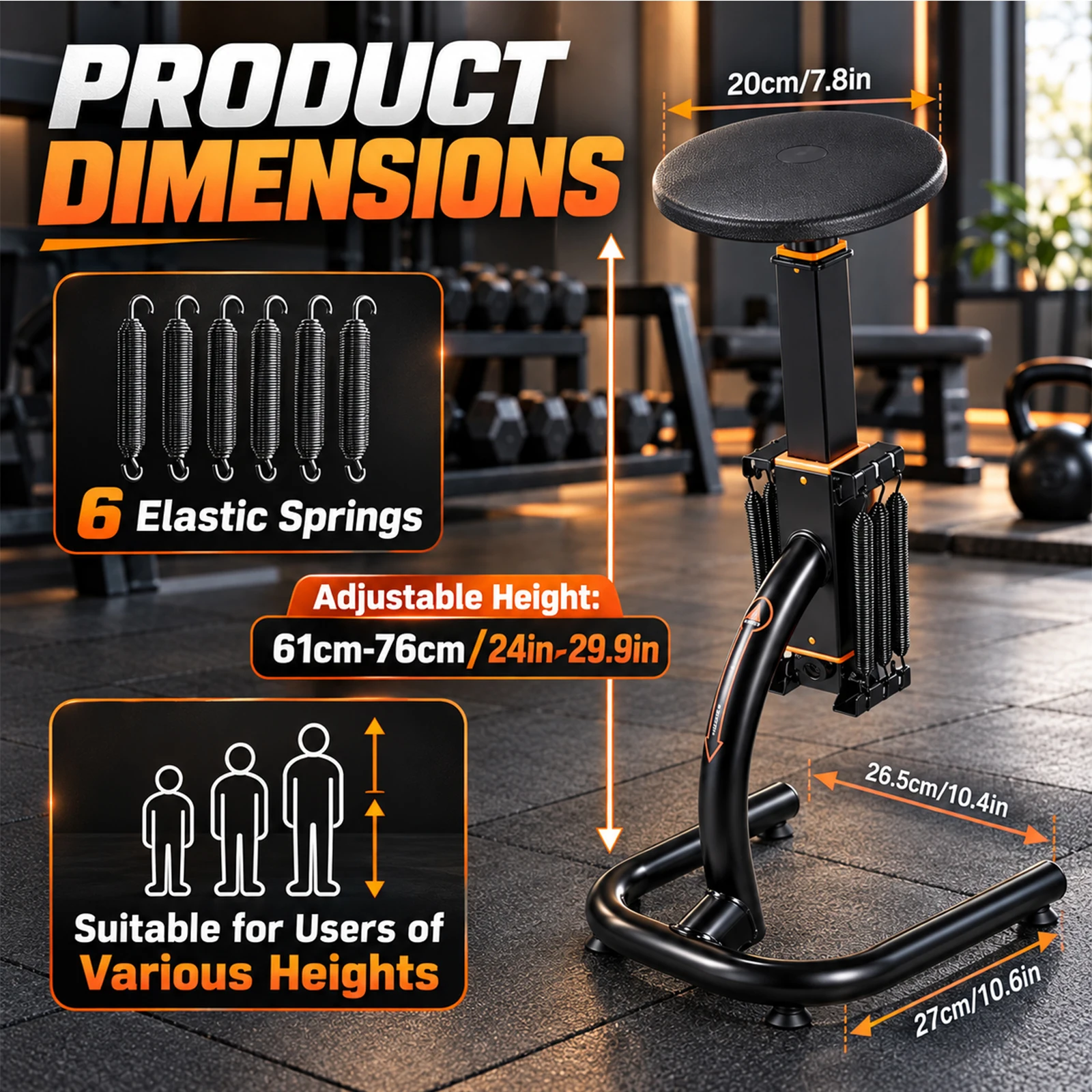 Assisted Squat Machine, Seat Height Adjustable from 61 to 76 cm, Variable Intensity Glutes Trainer Fitness Butt Machine Exercise Equipment, Leg Glute Core Strengthener for Home Gym