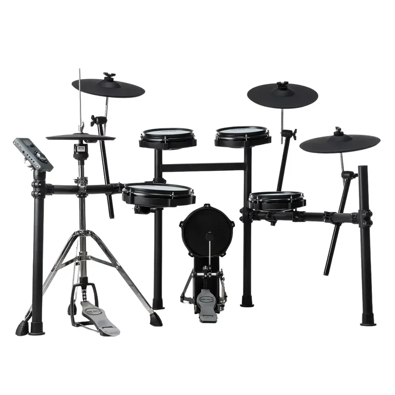 for  20 Inch Compact Frame Double Layer Ergonomic Electronic Drum Set  Beginners with Built in Mini Electric Bass  Aluminum