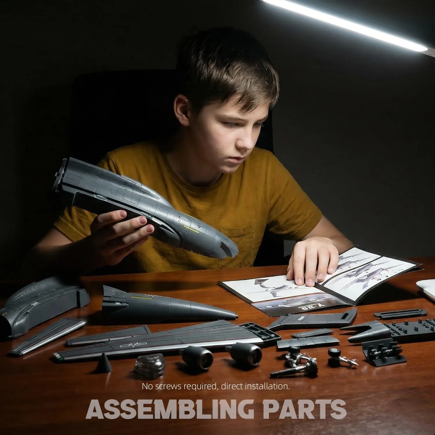 1:100 Scale Y-20 Transport Aircraft Quick Assembly Model Kit Plastic Y-20 Fun Toy Airplane Assembly Model with Stand Kids Gift