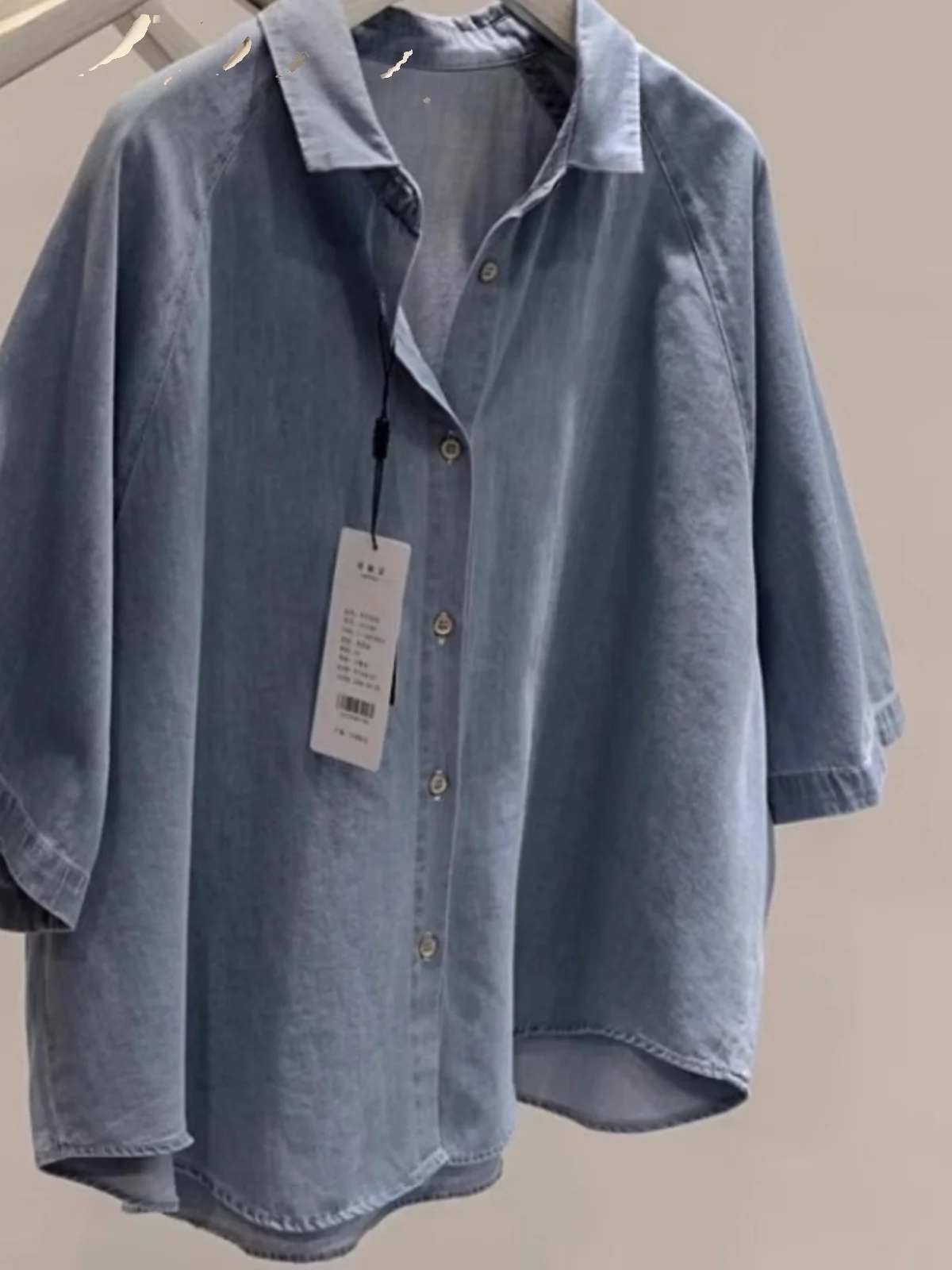 

plus Size 300 Pounds Casual Short Sleeve Denim Shirt Men's Summer Loose Design Sense Top American Casual Style