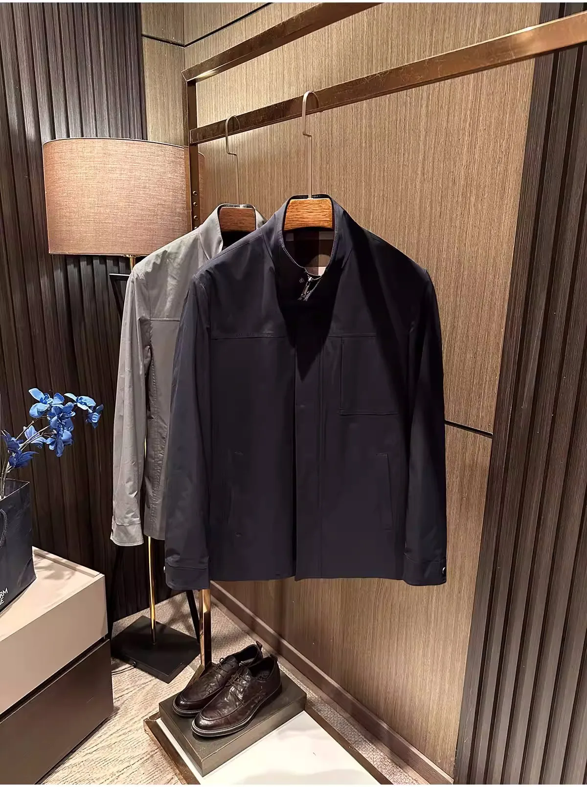 Spring new men's simple and versatile stand up collar jacket