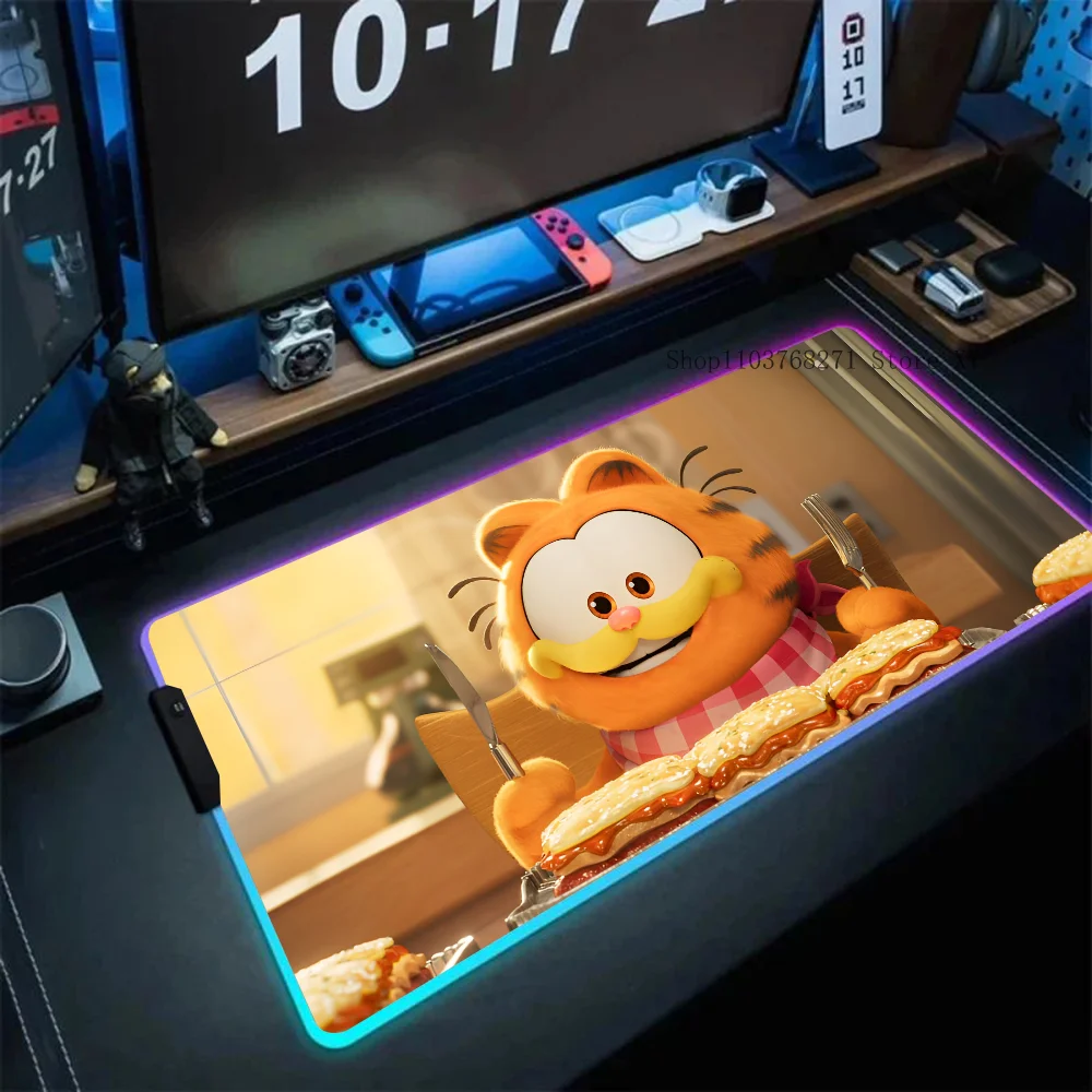 Cute F-funny C-cartoon G-Garfield C-Classic Anime Mousepad XXL RGB Gaming Mouse Pads HD Gamer Accessories Large LED