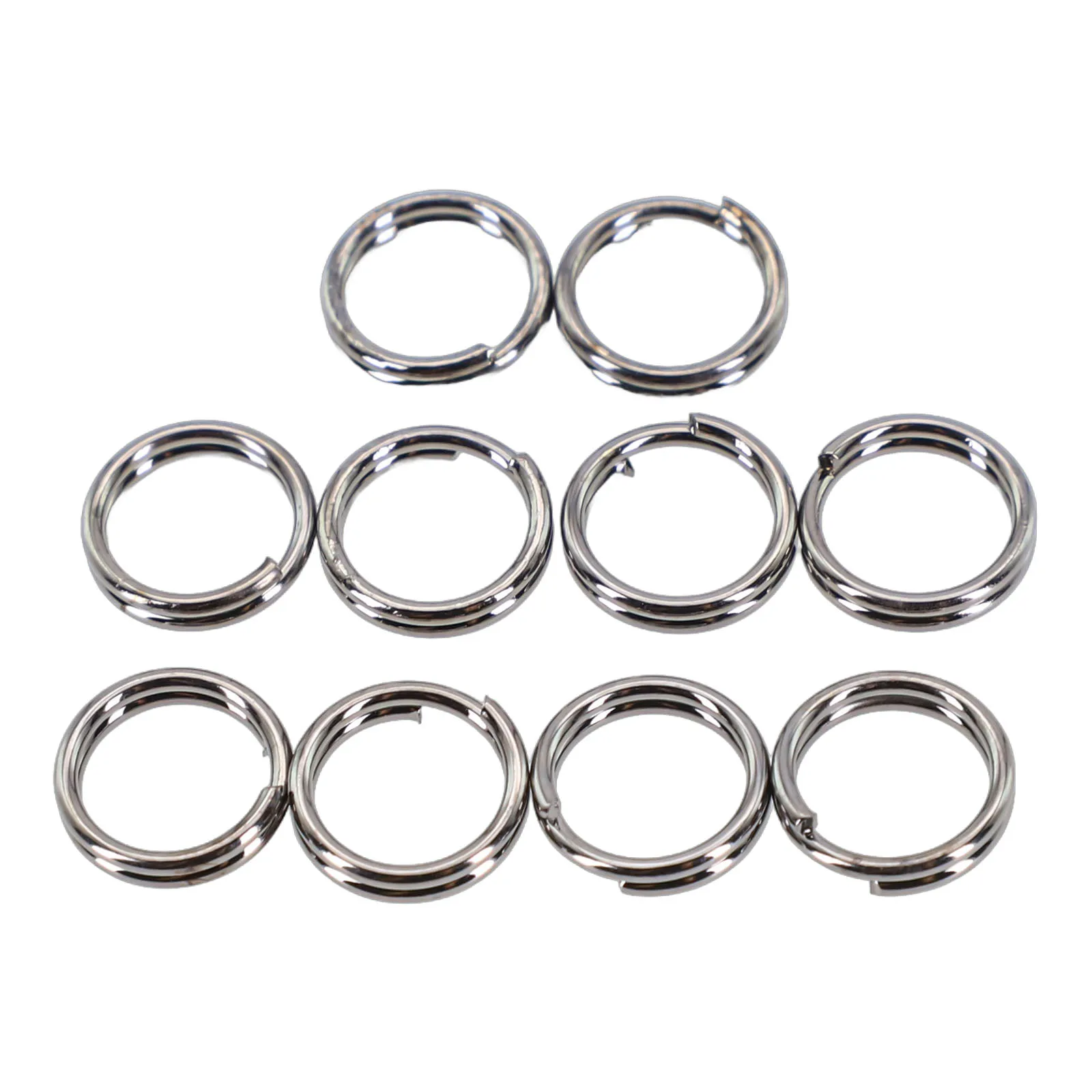 10pcs 8mm Keychains Manganese Steel Ring Key Ring Hanging Key Hanging Torch Ring Camping Round Flat Line Split Rings