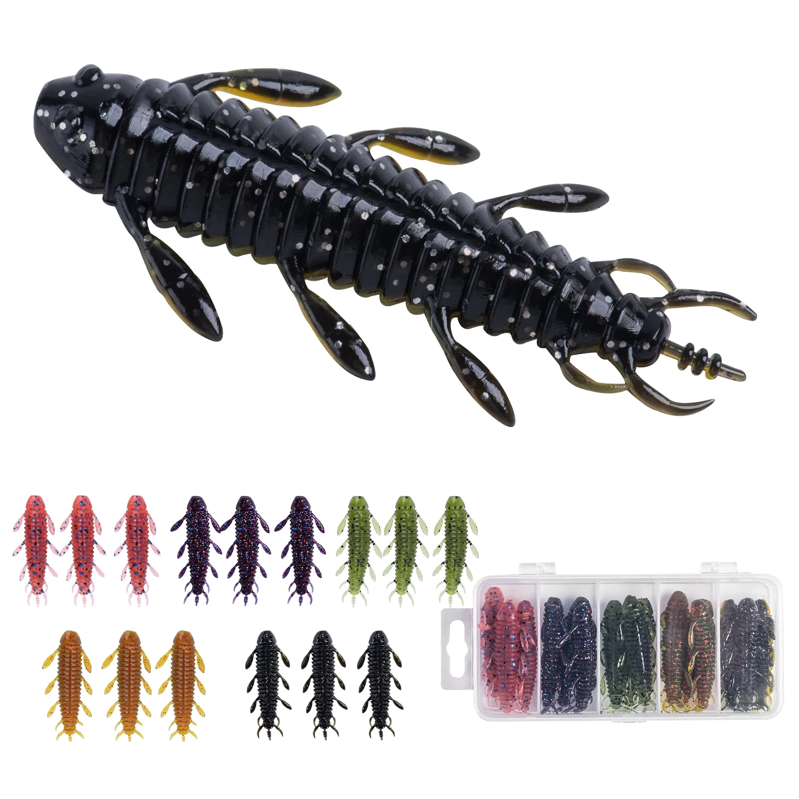 Goture 12-15psc/lot 2.3g/45mm Crawfish Larva Silicone Soft Bait Jigs Wobblers Fishing Lure Fishy Smell Worm Artificial Swimbait