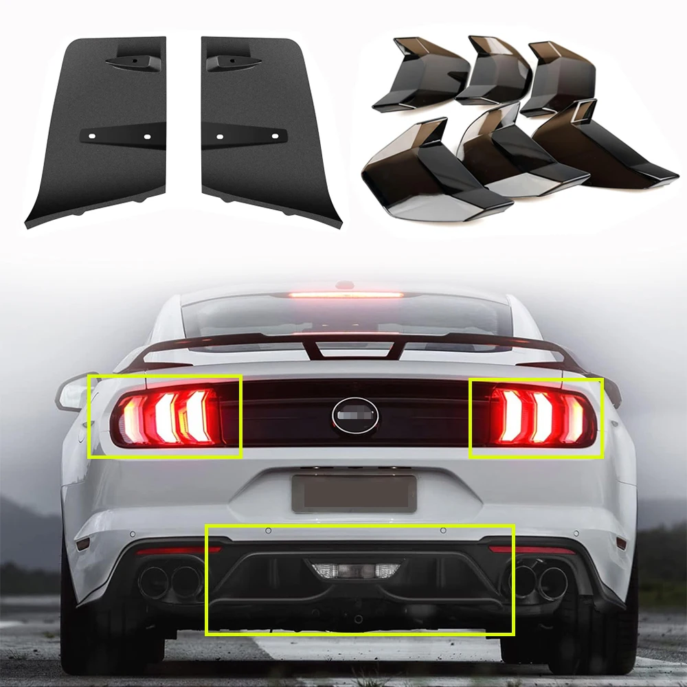 

Tail Light Lamp Cover & Rear Bumper Lip Air Diffuser Valance Aero Foil Kitfor Ford Mustang 2018 2019 2020 2021 2022 2023+