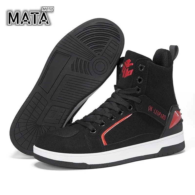 Men Moto Boots Breathable Anti-fall Rider Road Racing Casual Shoes Boots Gear Shift Rubber Sole Wear-resistant Motorbike Shoes