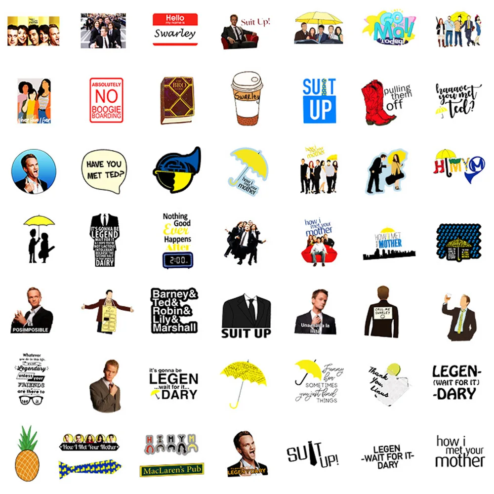 10/30/50 قطعة الدراما التلفزيونية كيف ألت أمك ملصقات الشارات DIY بها بنفسك الدراجة المحمول الهاتف سيارة سكيت الثلاجة ملصق مضاد للمياه اللعب