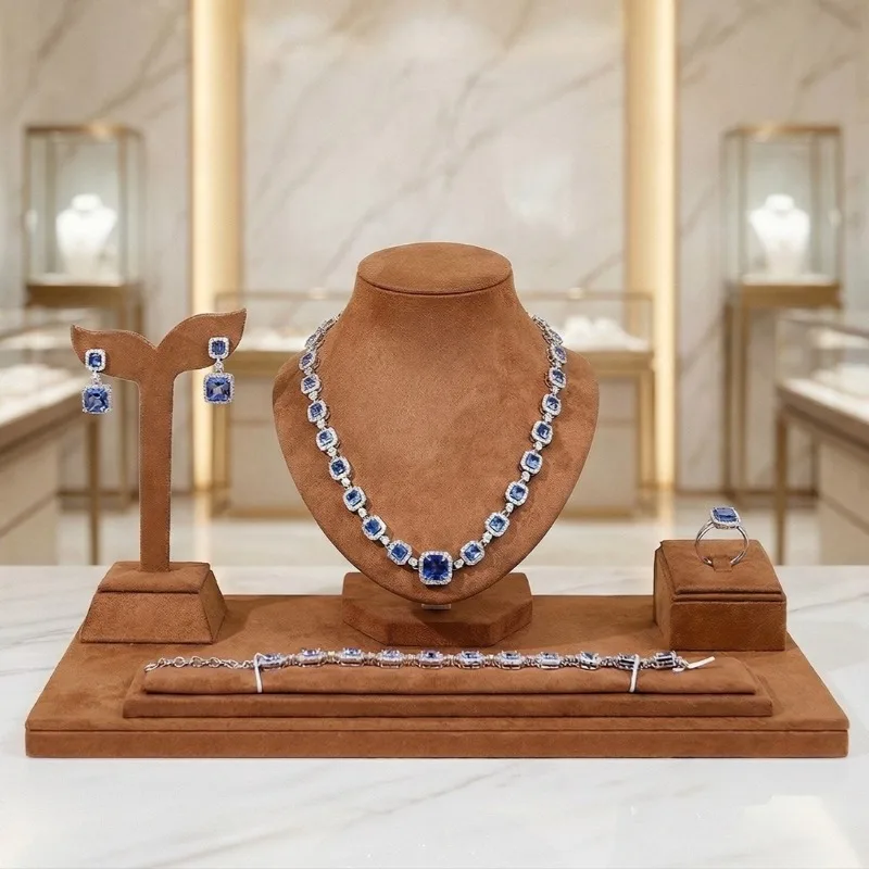 Counter Jewelry Display Racks Mall Necklace Display Rack Multifunctional Ring Packaging Racks Set Luxury Earring Storage Plate
