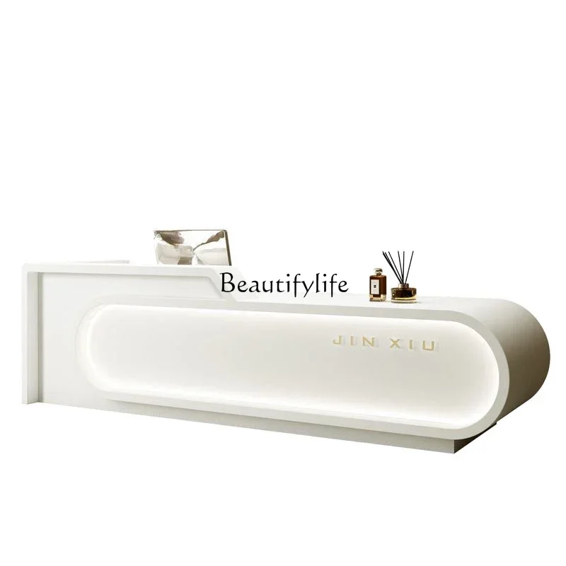 

ld 38 Simple modern beauty salon milk tea shop curved checkout page clothing store training institution reception