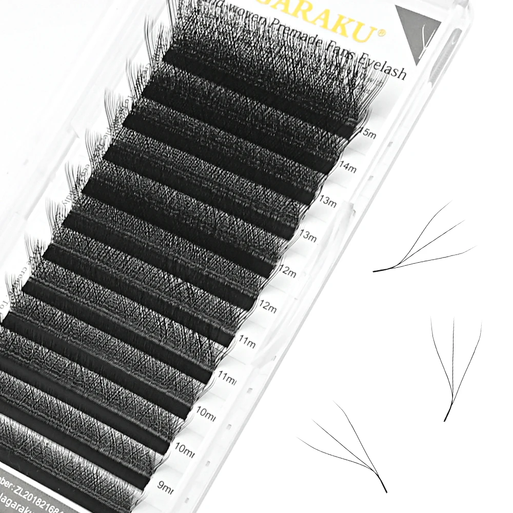 NAGARAKU 3D W Shape L LU Curl Premium Soft Light Natural Lashes Makeup Hand Woven Eyelash Extension False Eyelashes