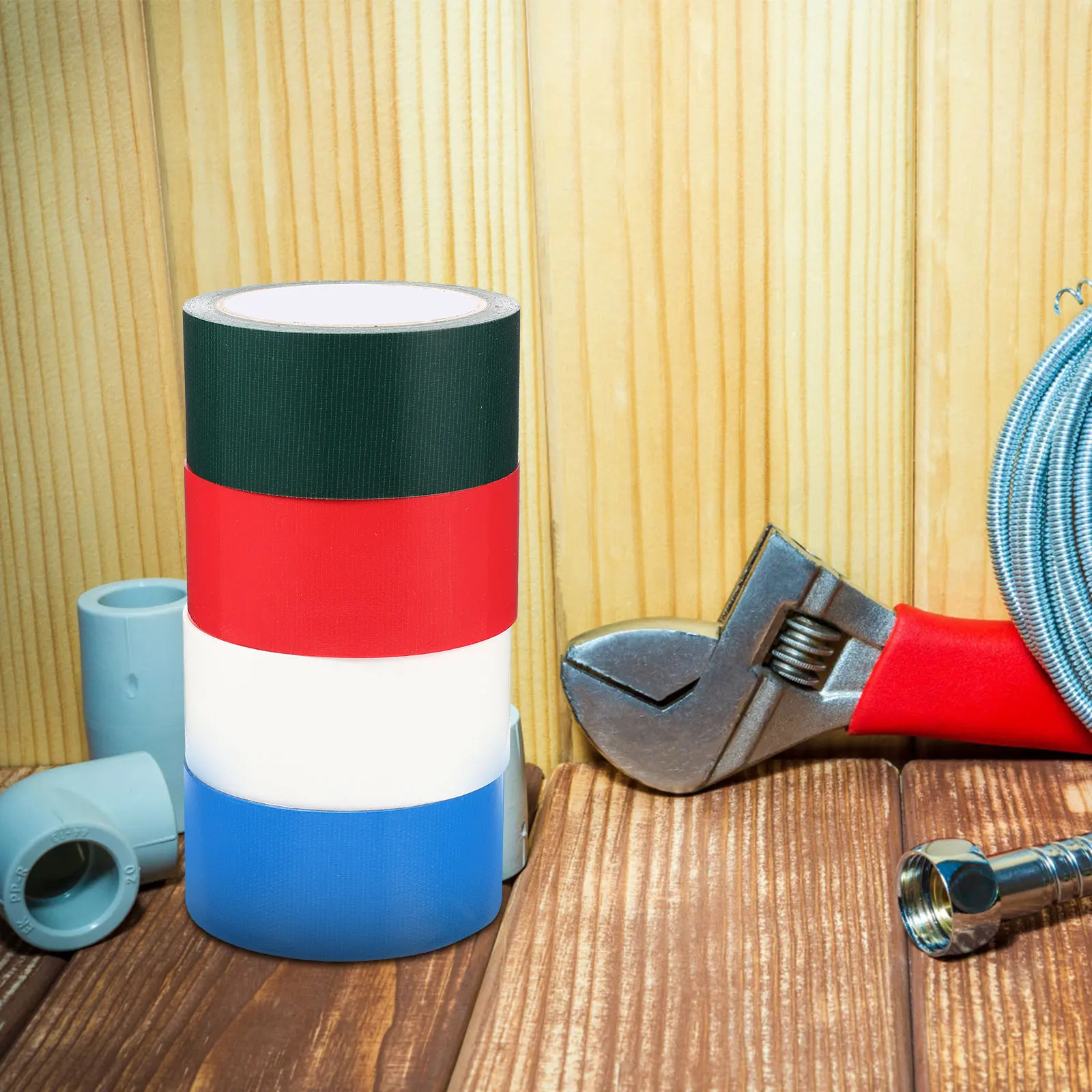 

4 Rolls Waterproof Cloth Tape for Craft Heavy Duty Duct Tape Roll Pipes Carpet Construction Projects Repair Work