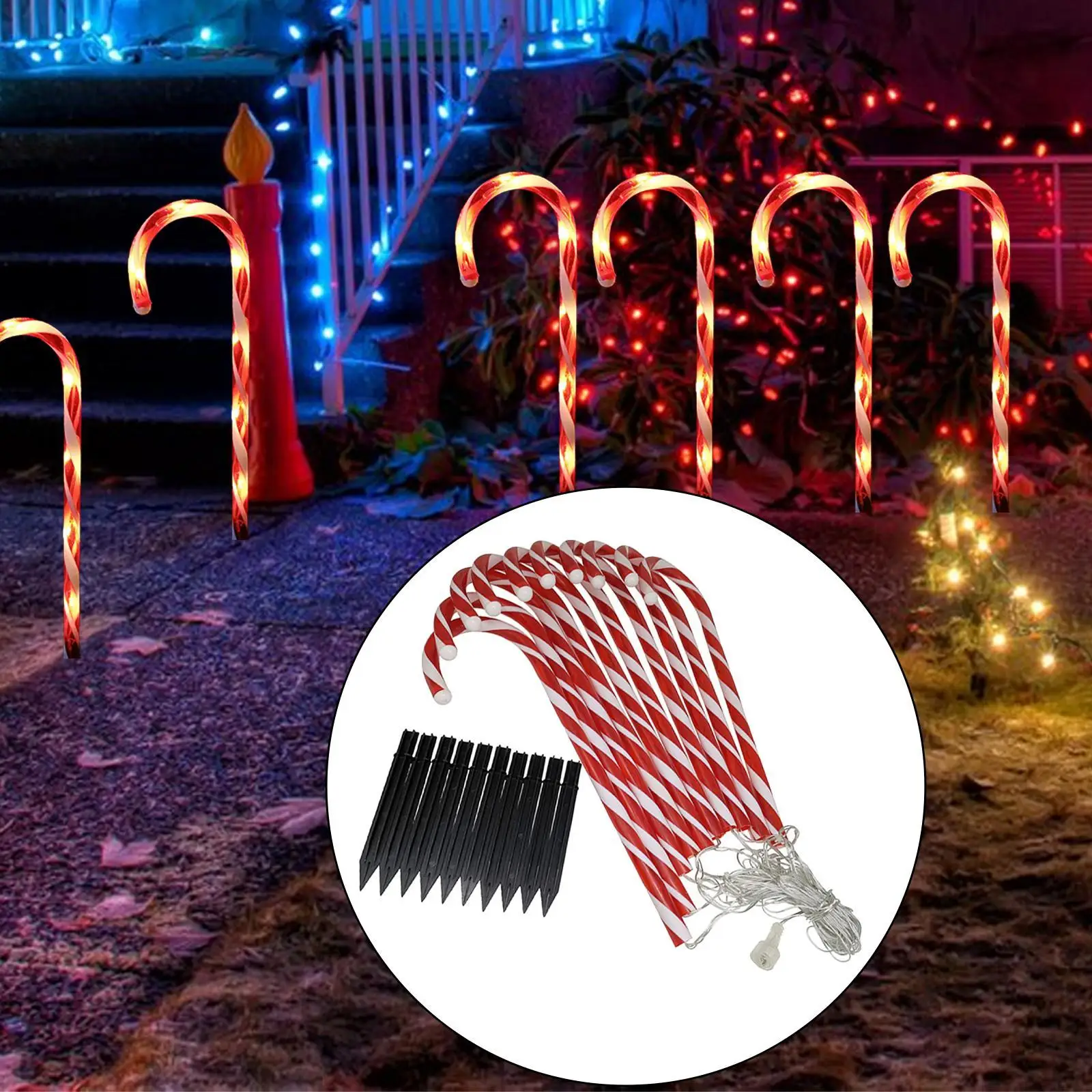 Christmas Candy Cane Lights Yard Lawn Driveway Landscape Lighting Warm Light