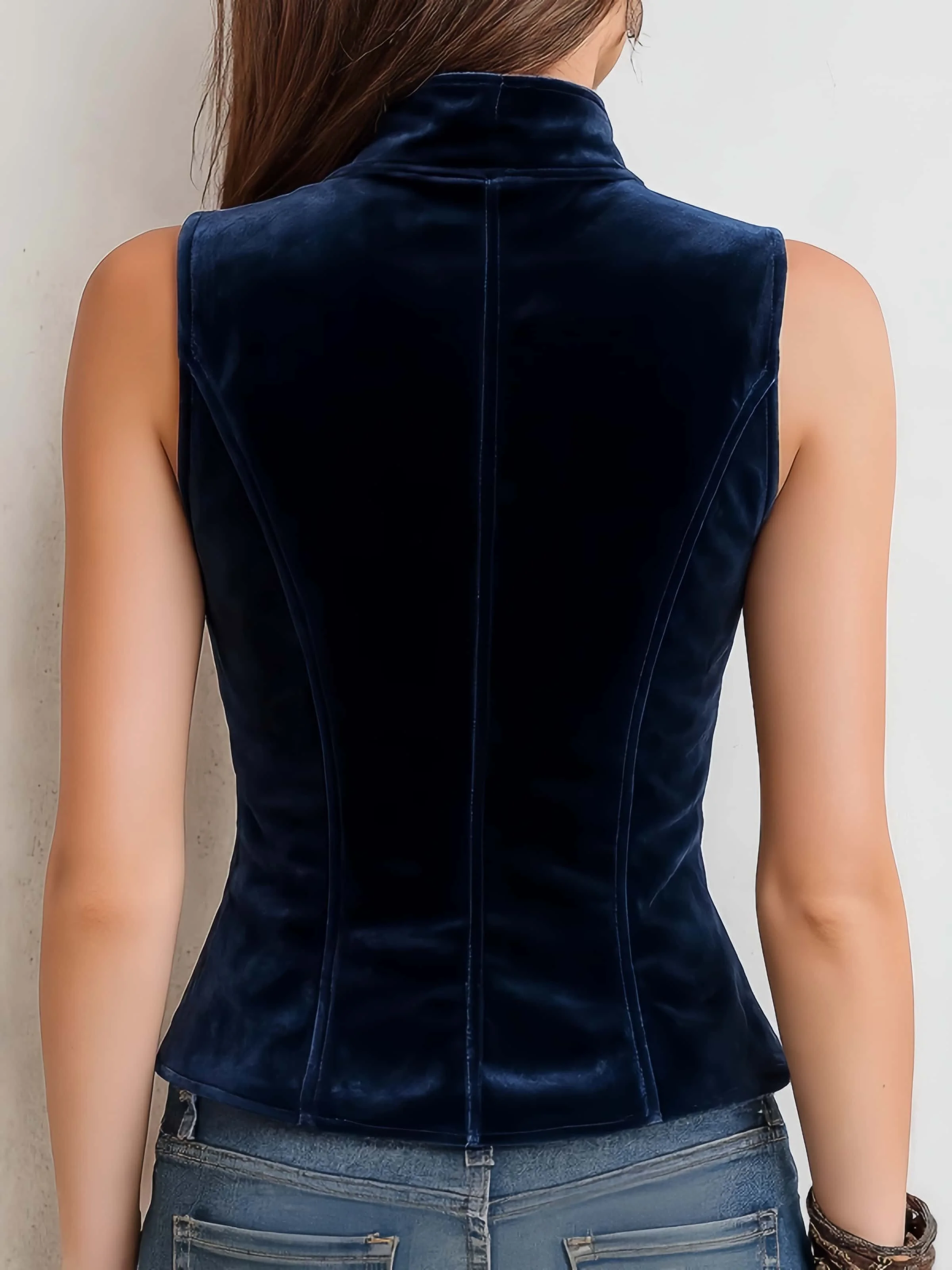 Women's Sexy Double-Breasted Vest, Slim Fit Solid Color Waistcoat, Trendy Casual Fashion Outfit