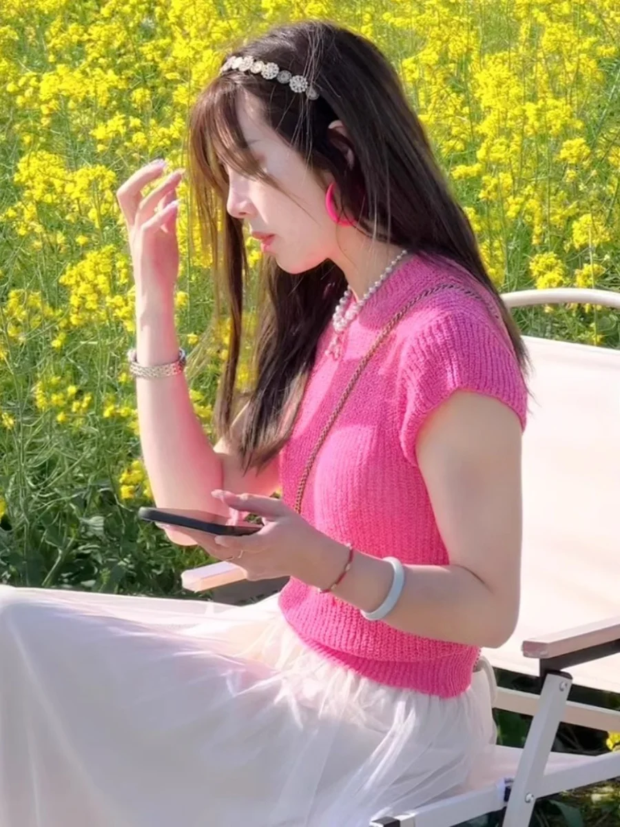 Sli Unique ort Sve tricoté Base irt pour les femmes belle Faionable coréen Sle haut d'été à la mode entrée