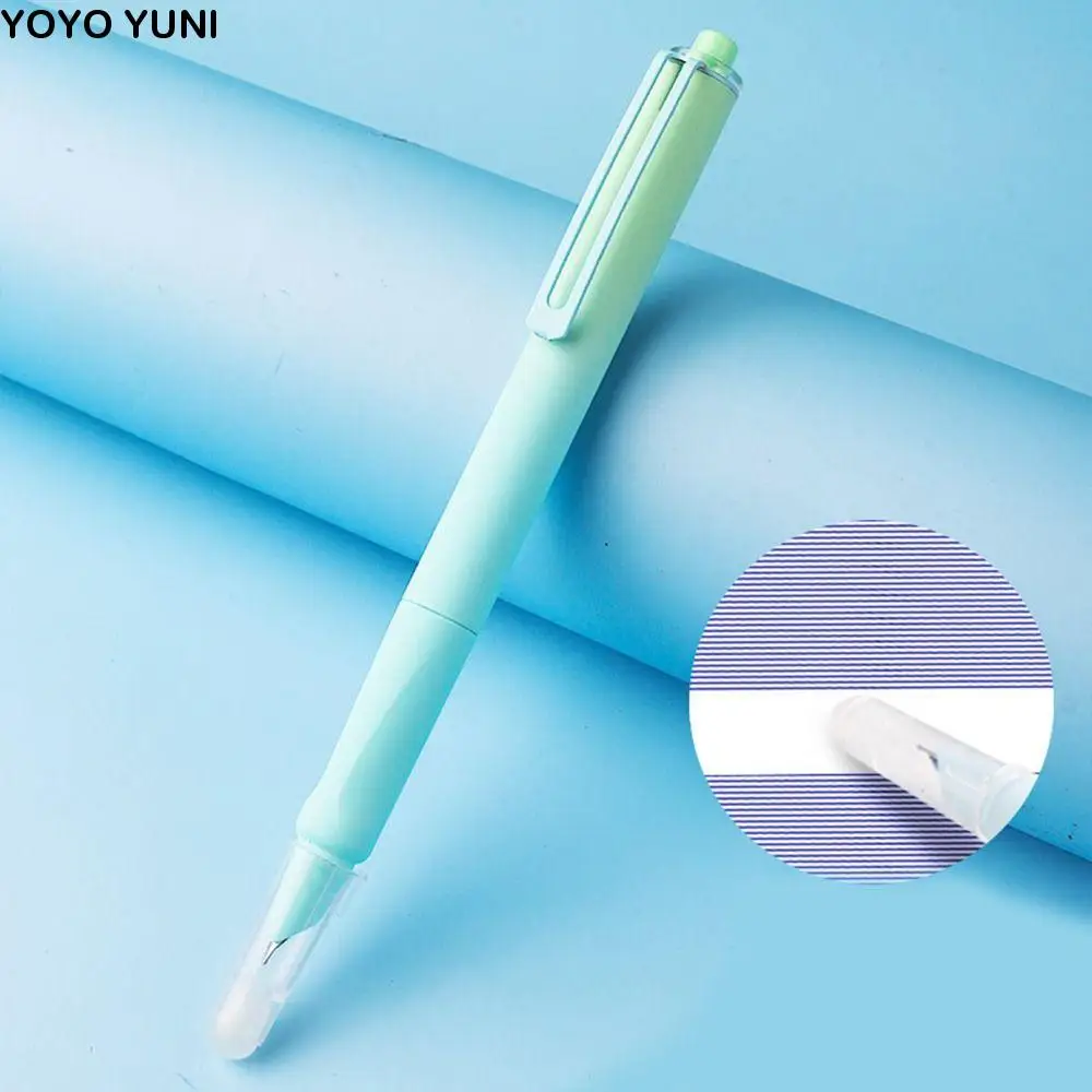 Replaceable Ink Capsule Thermal Erasable Fountain Pen Magic Pen With Eraser Posture Correction Press Fountain Pen Morandi color