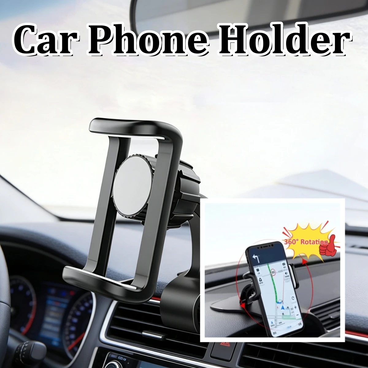 

Высококачественный универсальный держатель для телефона на приборную панель автомобиля с поворотом на 360 градусов ° Вращающаяся противоскользящая подставка-держатель для GPS-навигатора и телефона для всех автомобилей