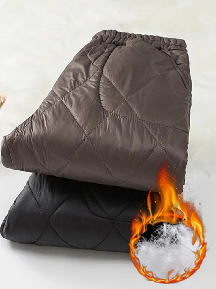 Winter Ultra Light Windproof Pants Quilted Warm Casual Snow Wear pantalones Womens Elastic High Waist Thick Baggy SweatpantWJ847