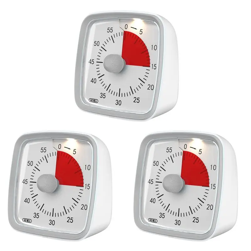 ABXF-3X 60-Minute Timer, Classroom Classroom Timer, Countdown Timer For Kids And Adults, Time Management Tool Gray