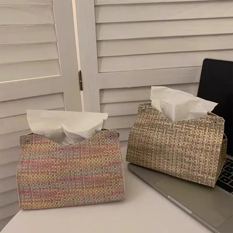 High-grade Practical Tissue Storage Box Household Living Room Bedroom Pu Leather Car Paper Bag Creative Dining Room Paper Box