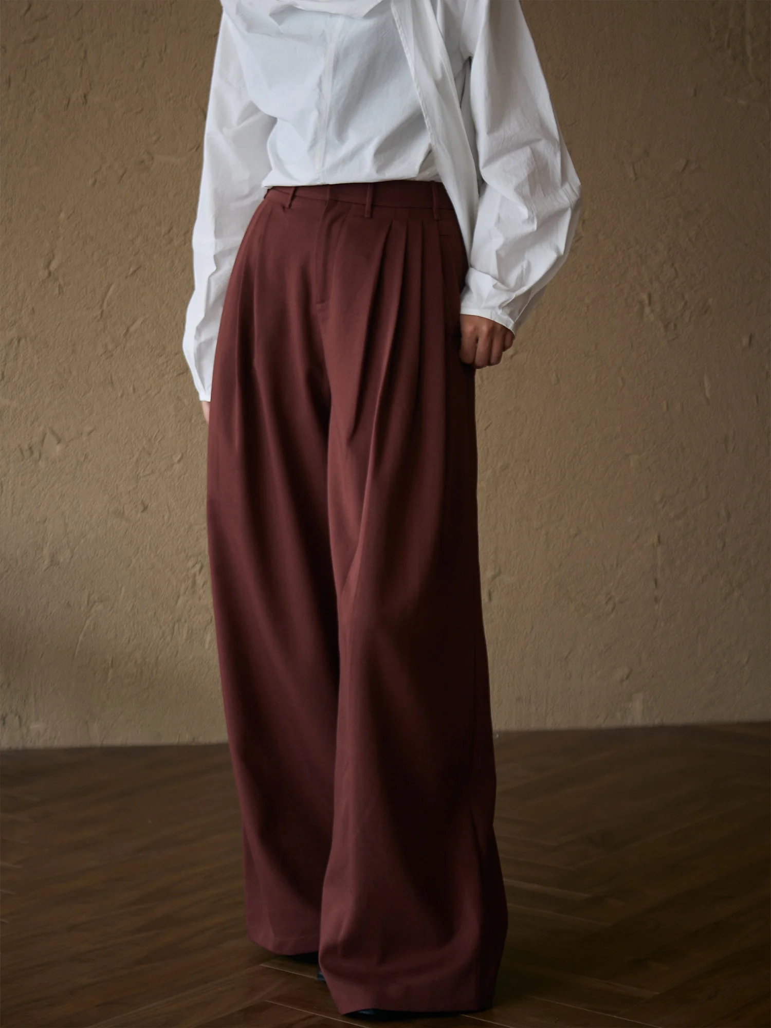 

Широкие брюки Vitatha: повседневные, свободные, длинные, осенне-зимние, прямого кроя, с множеством складок, визуально удлиняющие ноги