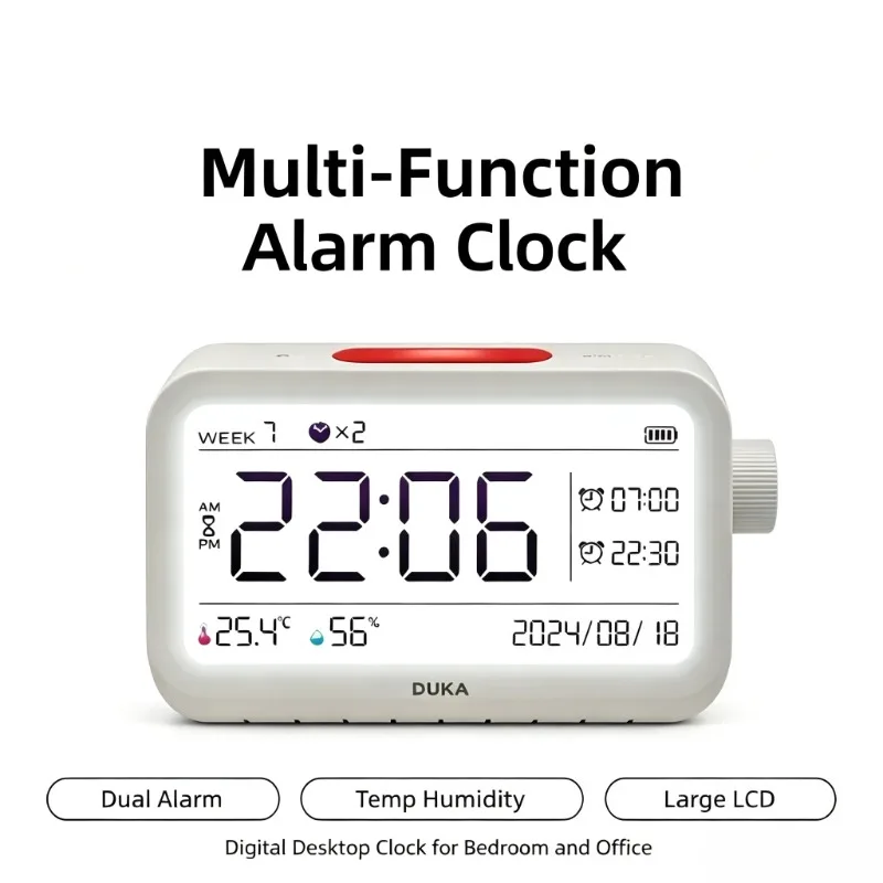 DUKA Digital LCD Thermo Hygrometer Indoor High Precision Temperature Humidity Monitor Desktop Wall Mount Clock Calendar