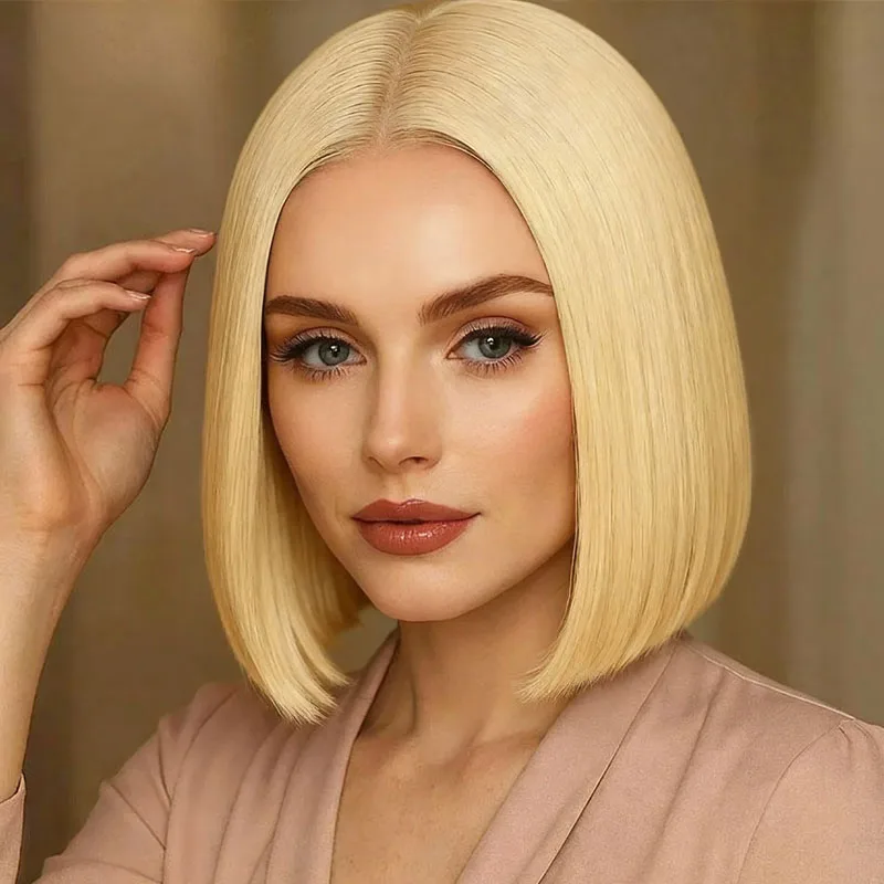Ladies' 12 inch gold synthetic wig, fluffy, soft and smooth cosplay Halloween suitable for all women