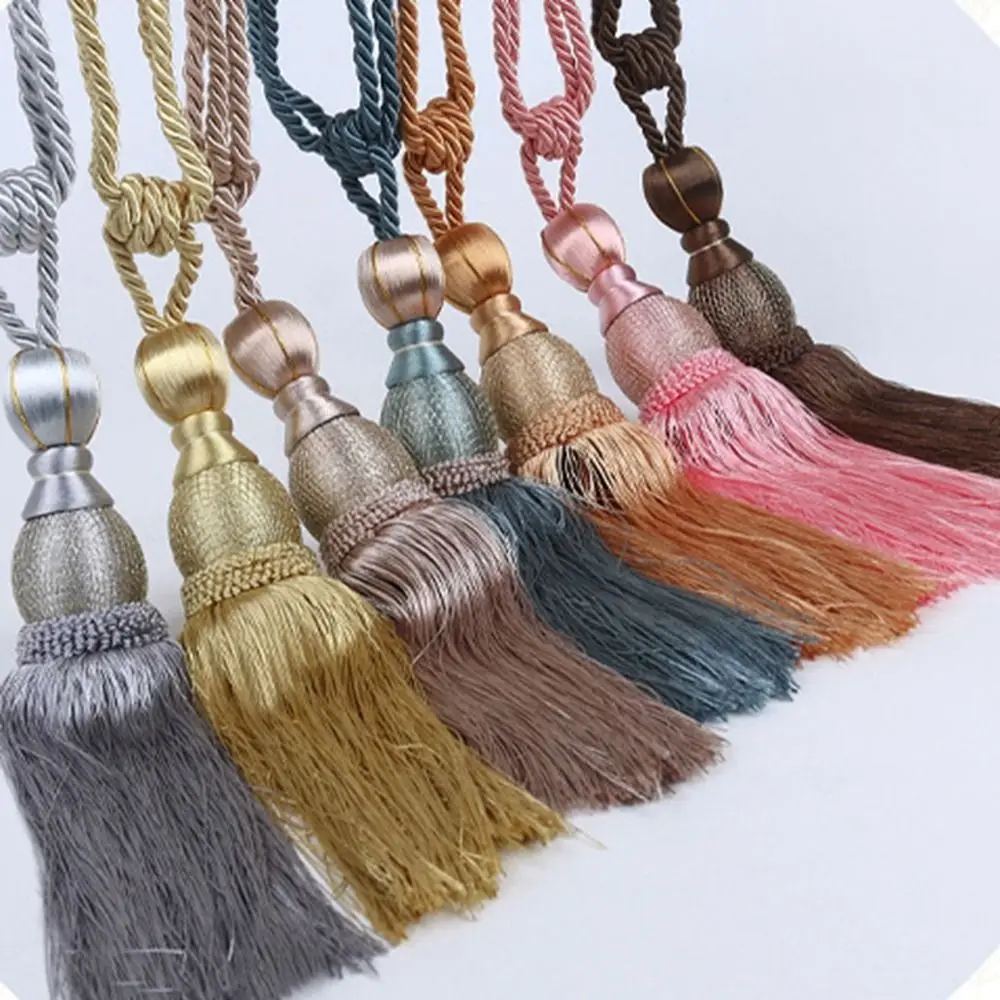 No Installation Curtain Tassels Tieback Polyester Yarn Punch-free Tassel Curtain Ties Gold Wire Hanging Ball Multicolor