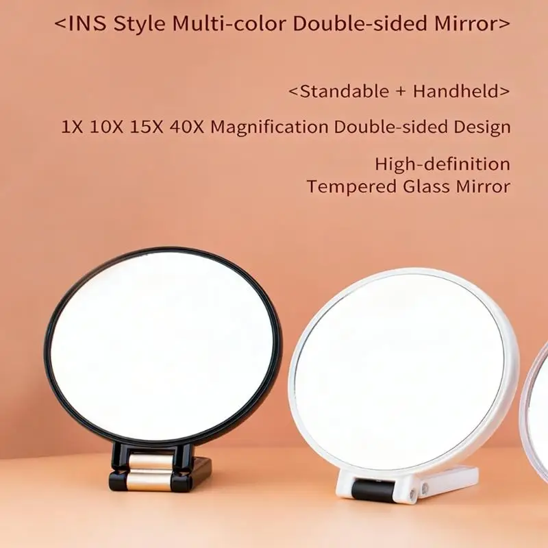 Modern Double Sided Vanity Mirror with 40x zooms and Switchable Modes for Home and Travel D2RD