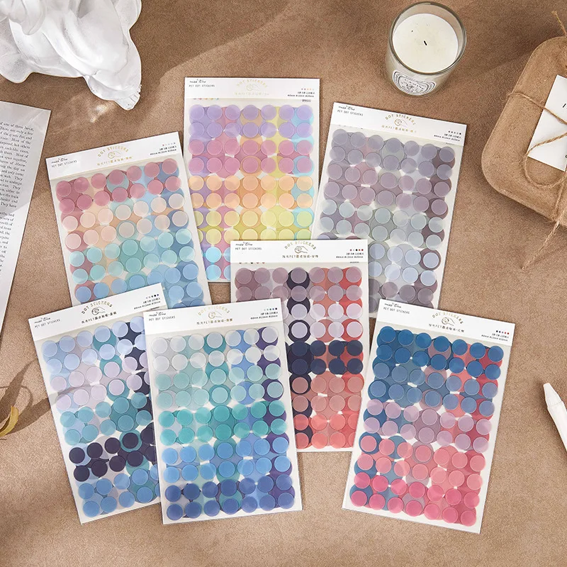 Simplicity Star Clear Series PET Round Dot Sticker Pack Versatile Basic Pattern Decals for Journal Scrapbook Background Base