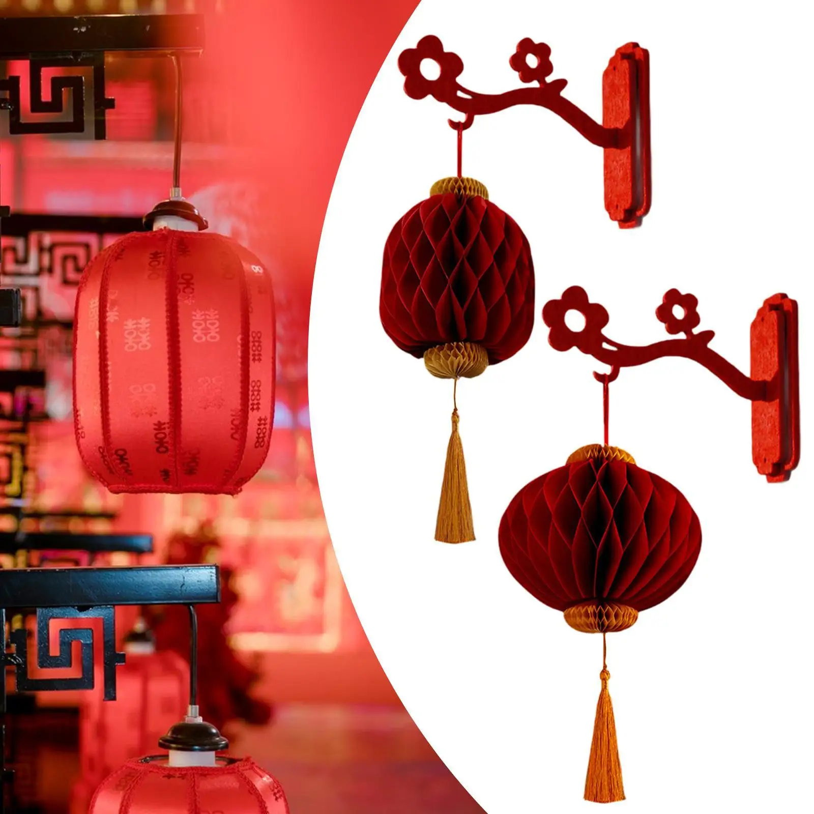 Chinese New Year Felt Lantern Traditional Lanterns Pendant for Restaurant