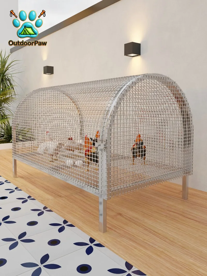 Runway chicken cage household outdoor large special cage barbed wire outdoor rainproof chicken coop ground-based breeding