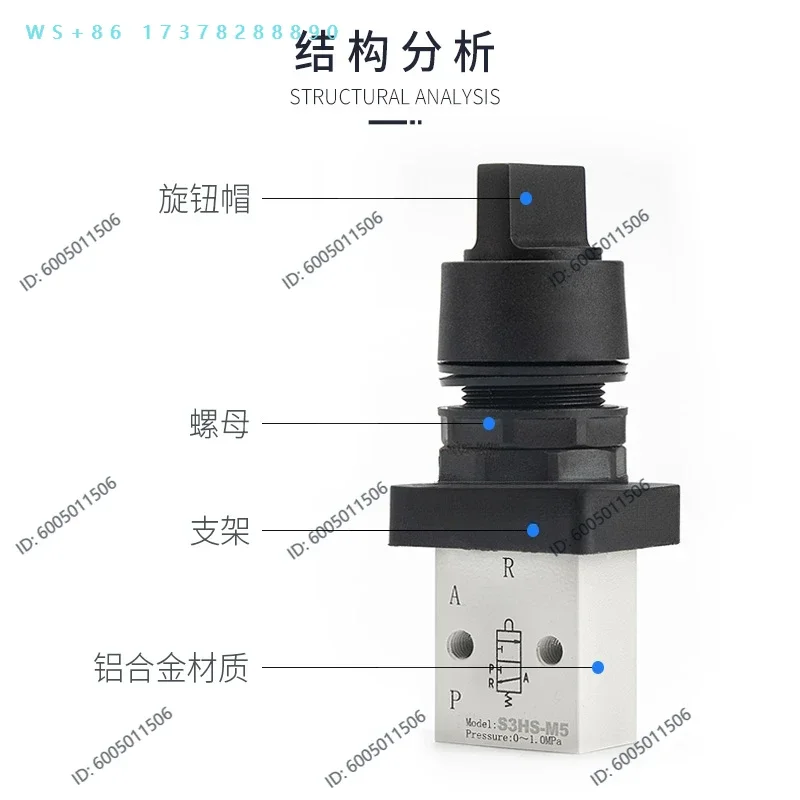 Two-position three-way selective control valve Manual valve Pneumatic mechanical  S3HS-06/M5PF110-06