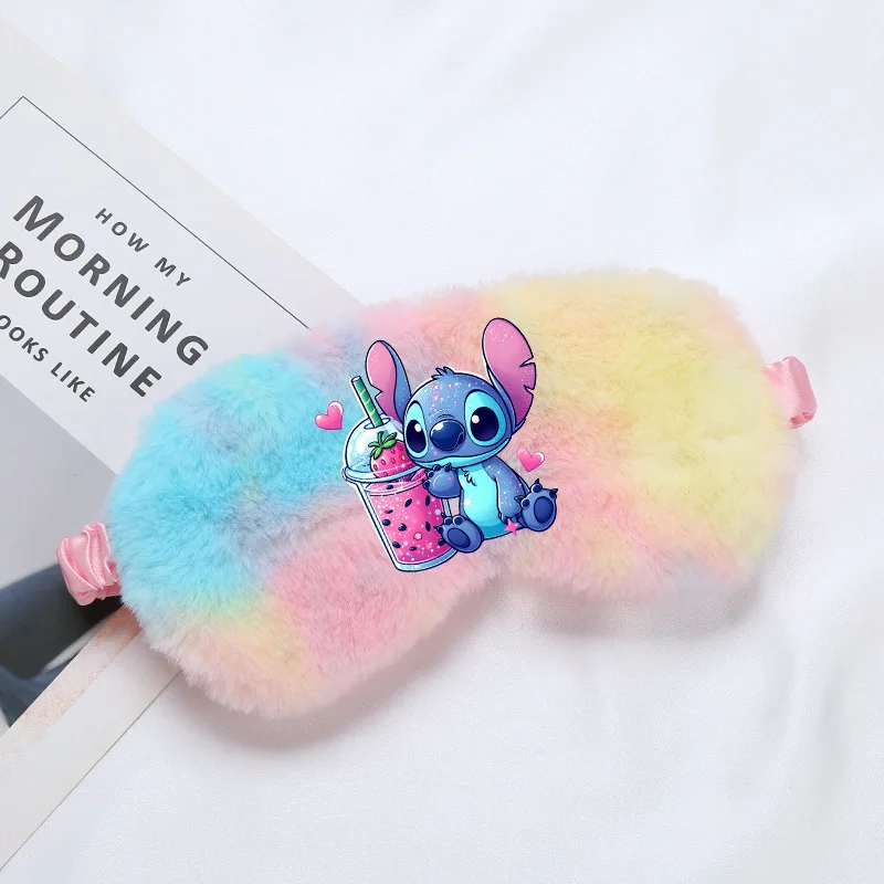 Máscara de ojos de punto de dibujos animados de Disney, bonita máscara de ojos de felpa, estampado de pelo de conejo de imitación suave, máscara de ojos para dormir de otoño e invierno, sombreado