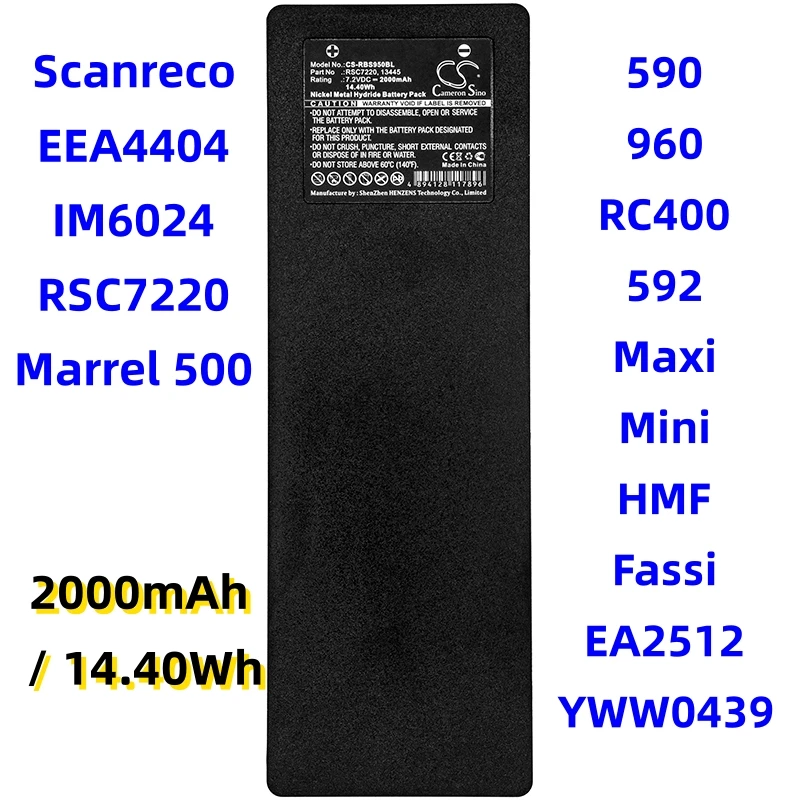 Replacement Battery for Scanreco:EEA4404,IM6024,RSC7220,Marrel 500,590,960,RC400,592,Maxi,Mini,HMF,Fassi,EA2512,YWW0439-3000mAh