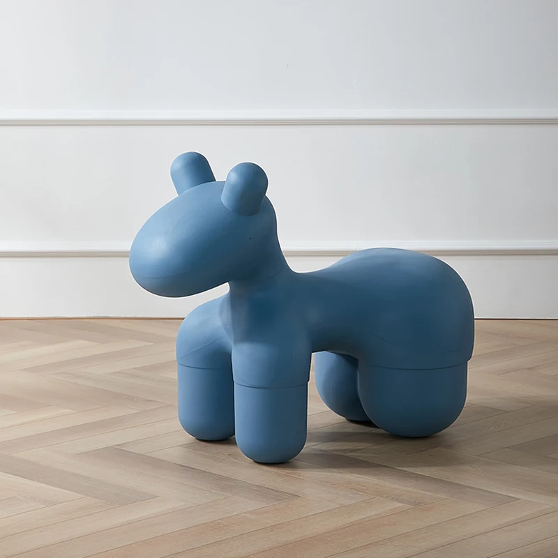 

Furniture Pony Plastic Chair Cartoon Animal Seat Creative Stool Footstool Nordic Home Decoration Accessories Lovely Model Toy