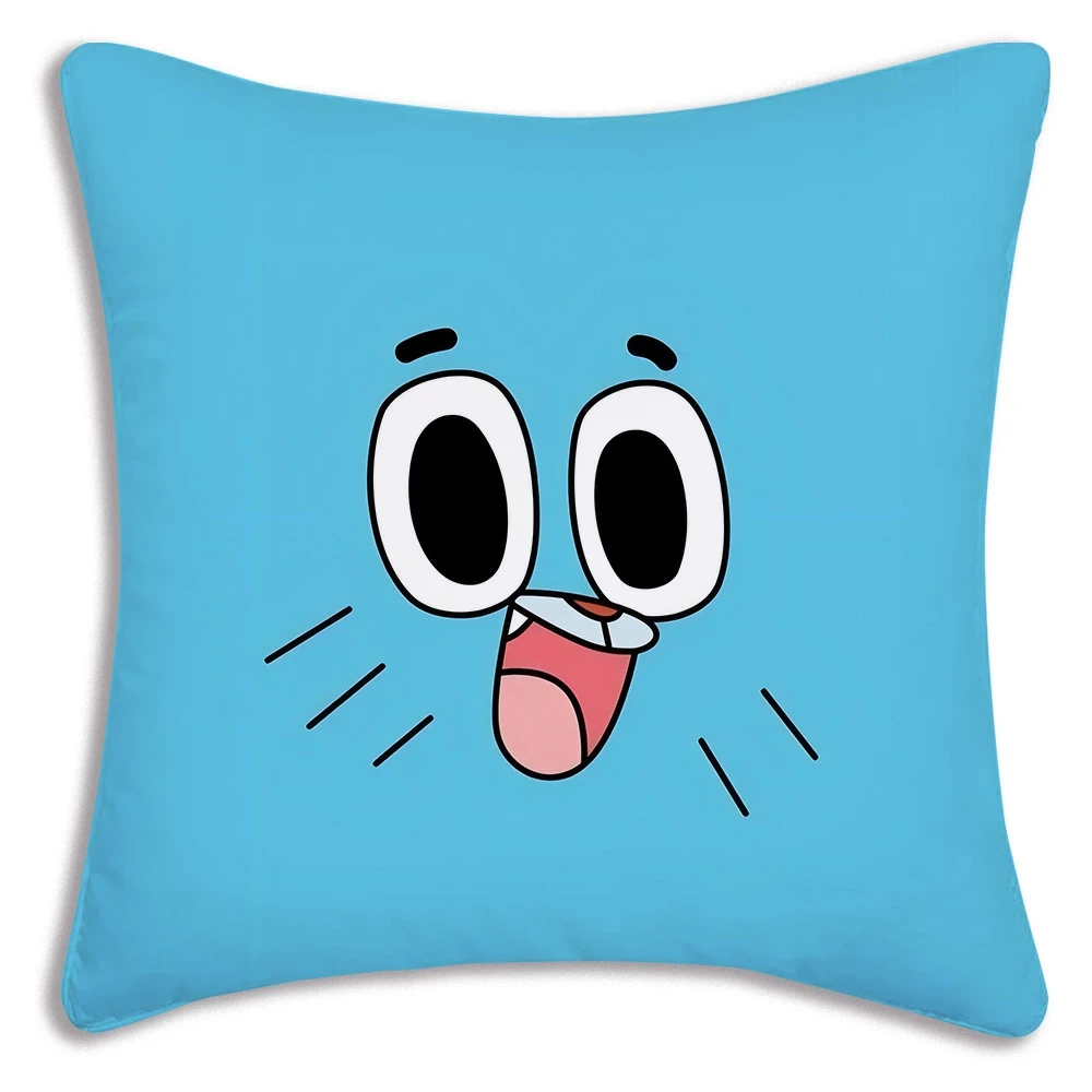 

Animation Amazing World Gumball Pillow Covers Cartoon Sofa Decorative Home Double-sided Printing Short Plush Cute Cushion Cover