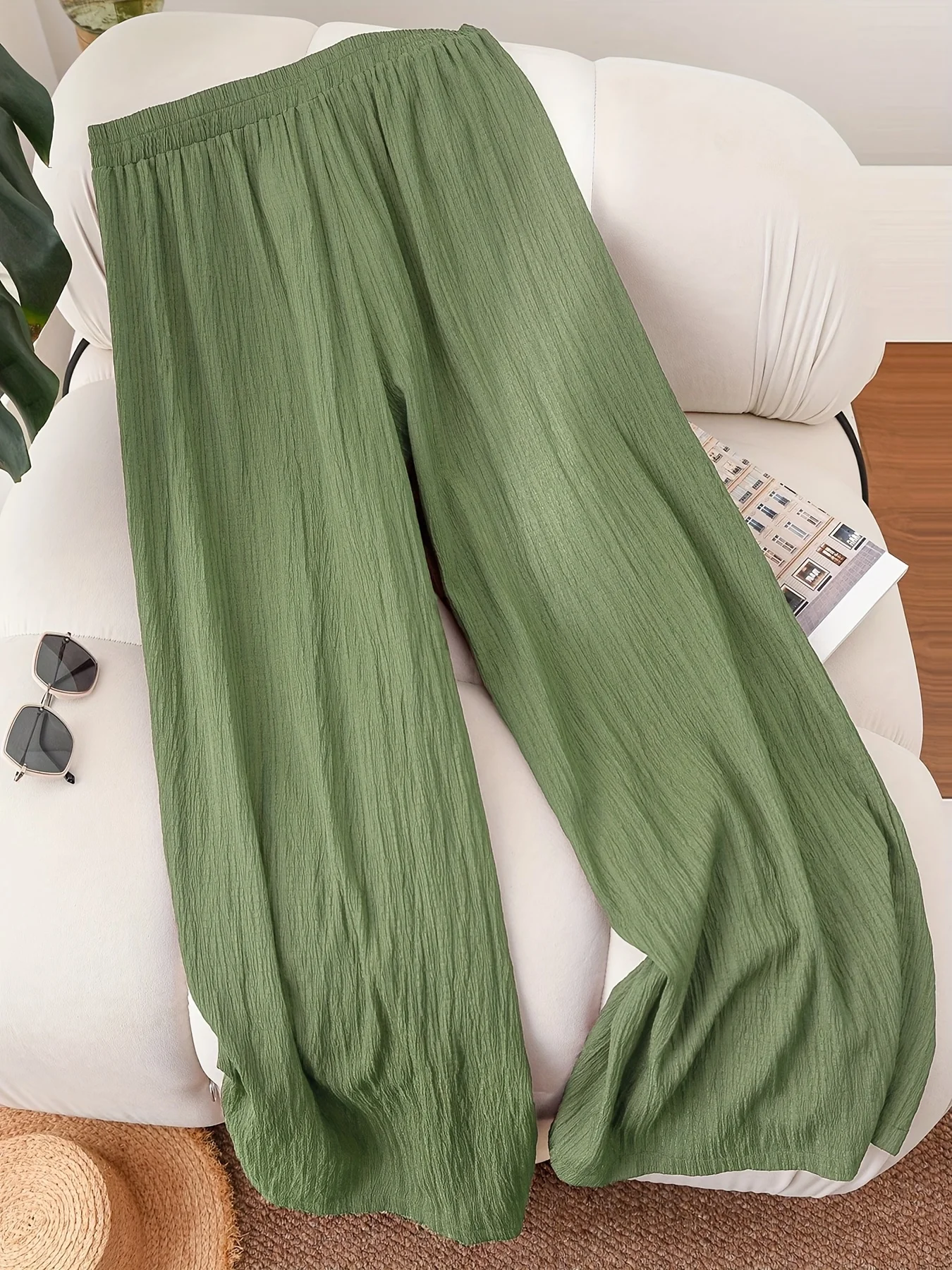 Bequeme Plus-Size-Damenhose mit Kordelzug und weitem Bein für den Alltag – Detail 5