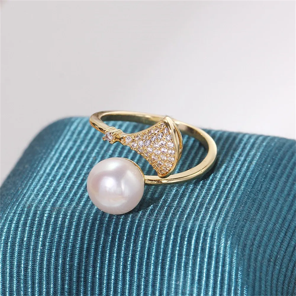 

14K Gold Plated Adjustable Open Pearl Ring Settings Blank Base Bezel Cabochons Rings for Jewelry Materials Making DIY Accessorie