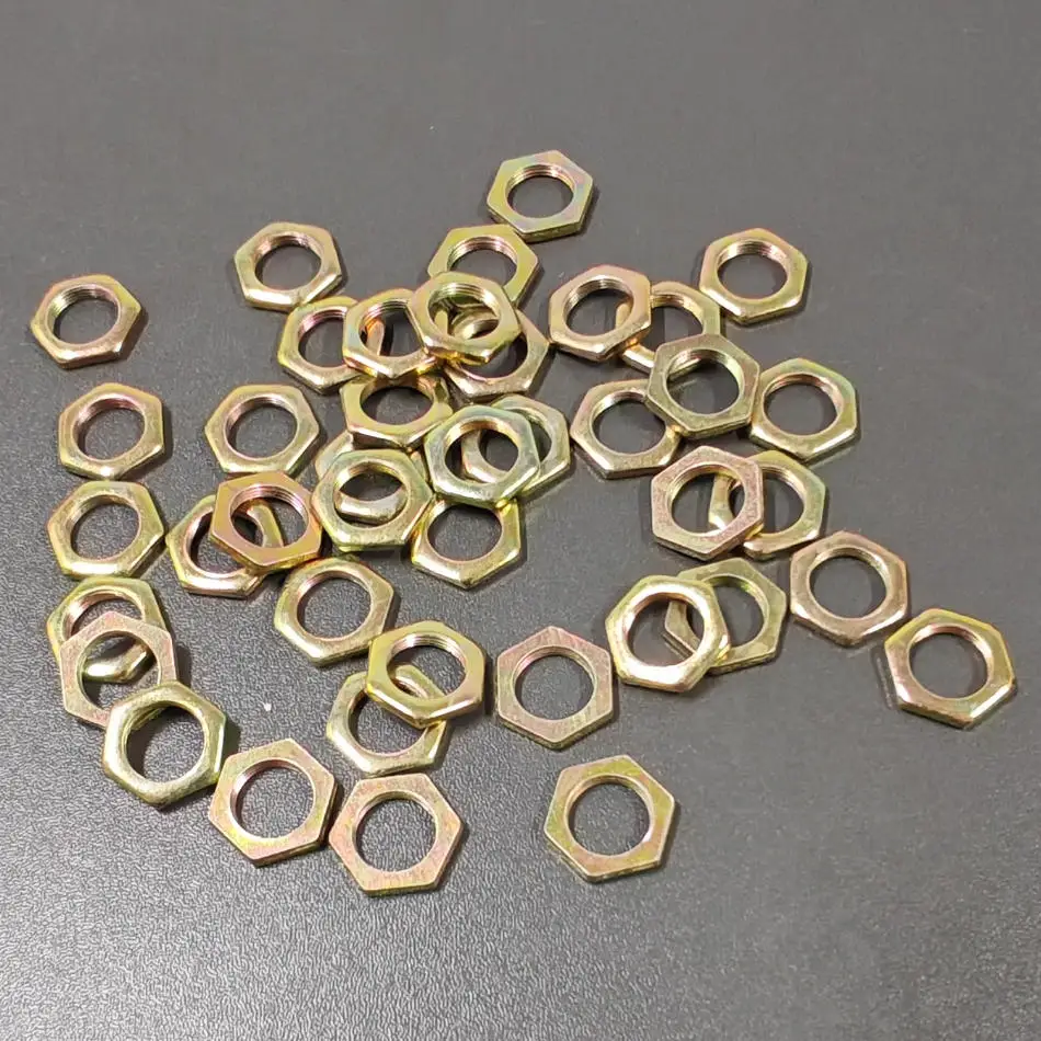 Colorful Zinc Plated Fine Thread Thin Hex Nuts M6-M13 Pitch 0.75/1/1.25/1.75mm