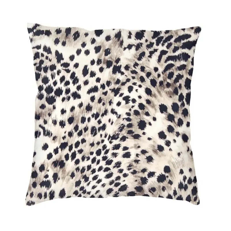 Faux Animal Fur Cushion Cover 40x40 Home Decorative Printing Snow Leopard Throw Pillow Case for Sofa Two Side