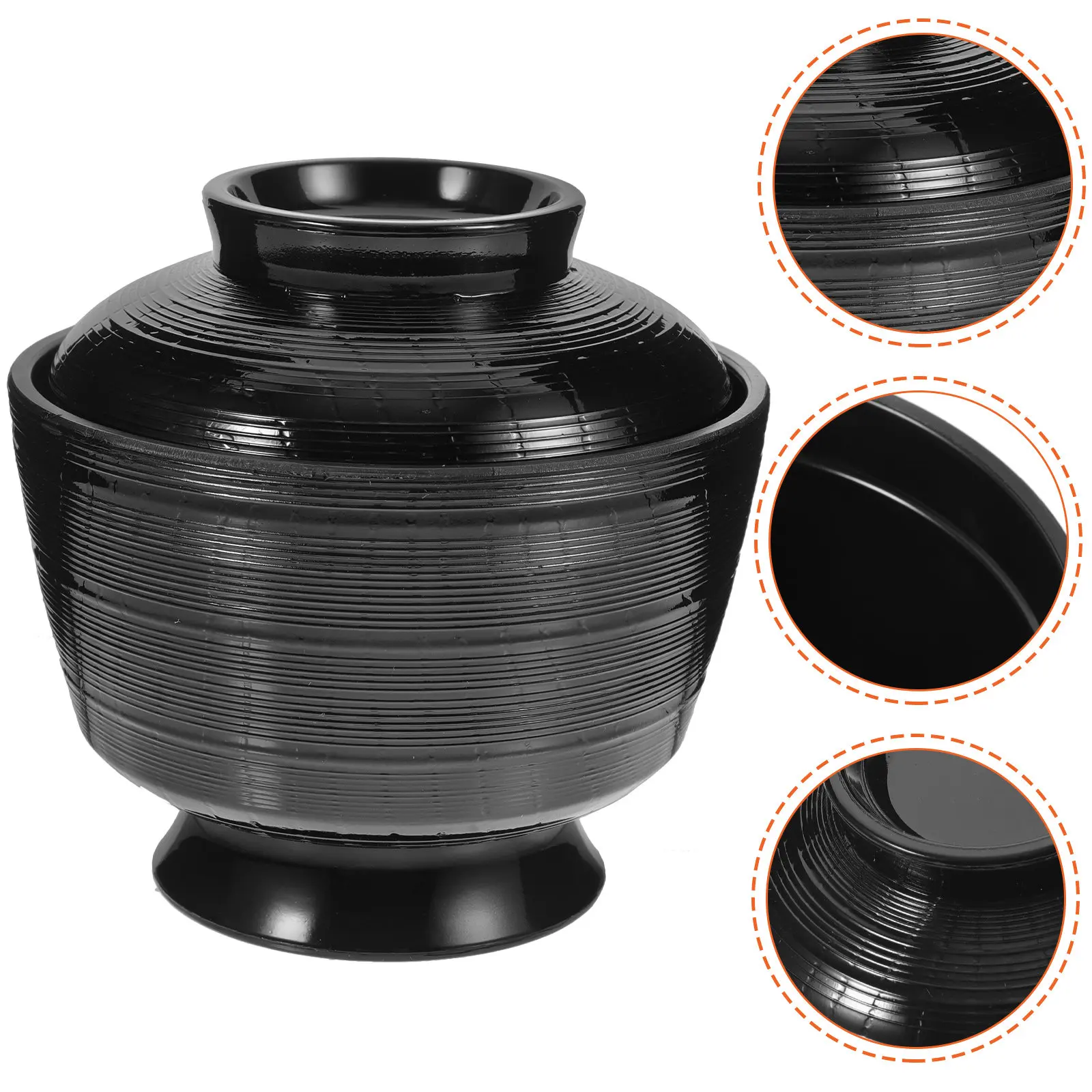 Auténtico Tazón de Sopa Estilo Japonés con Tapa, Tazón de Arroz Multifuncional para Sopa Miso, Set de Sushi, Suministros de Cocina para el Hogar