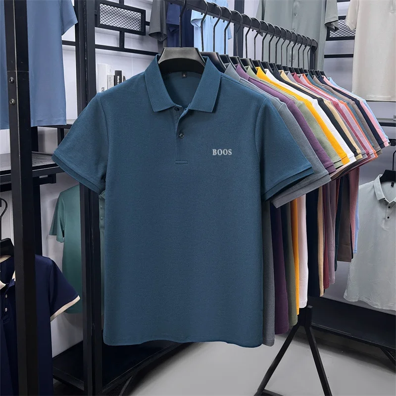 100% Baumwolle Hochwertige Herren Kurzarm-Poloshirts mit Kragen und Knöpfen Buchstabendruck Mehrere Farboptionen Meistverkaufte Herrenbekleidung – Detail 23