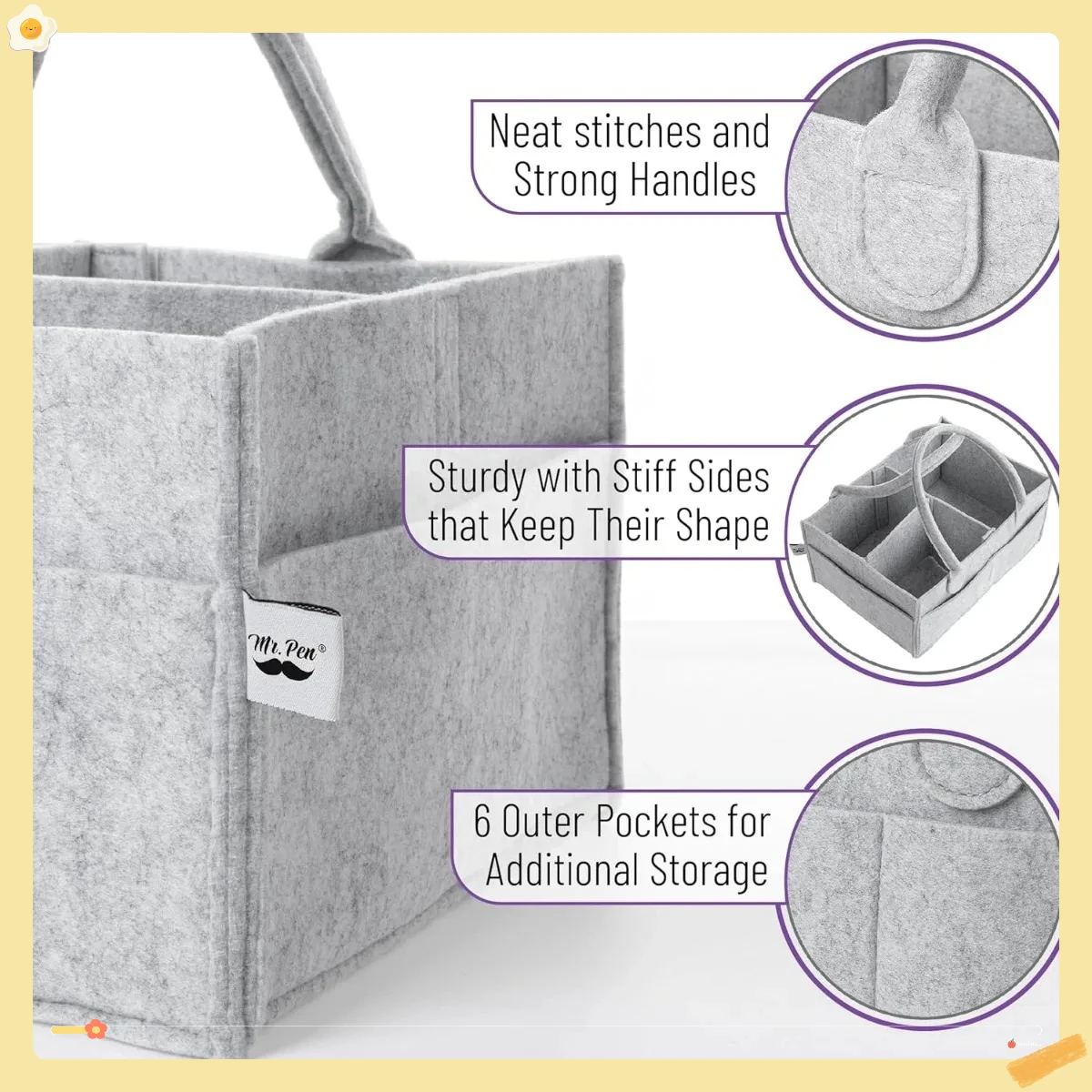 Draagbare babyluier Caddy Organizer, autostoelopslag voor kinderkamer luiertafel