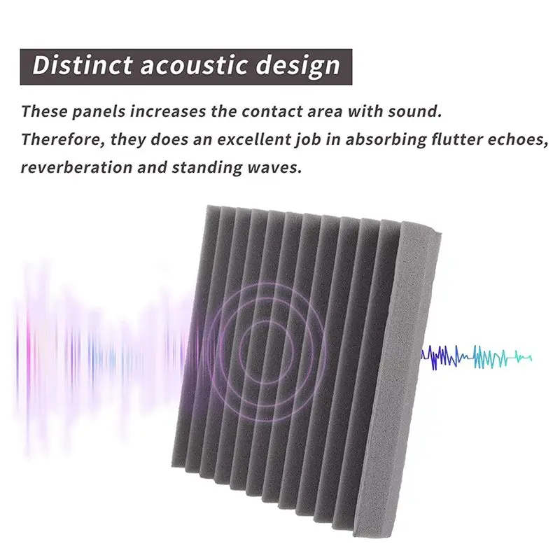 HITL Acoustic Foam Panels 12 Pcs, Soundproof Wall Panels 30x30x5cm, High Density Sound Absorbing Panel for Walls White