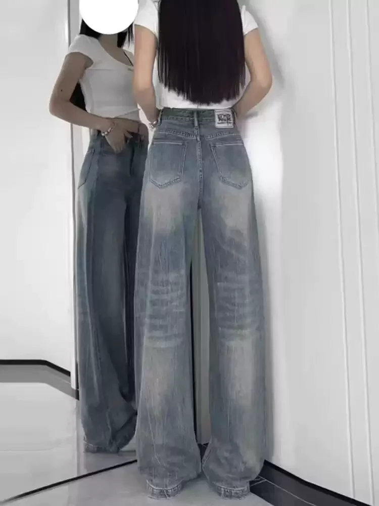 Y2K Streetwear Gewassen effect Baggy Jeans Harajuku Hiphop Vintage Pop Wijde pijpen Dames Denim Broek Broek