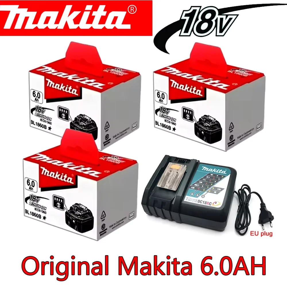 Original Makita 18V DDF487 BL1860 BL1850B BL1850 BL1840 BL1830 Screwdriver Battery Charger 18v Replacement Power Tool Batteries